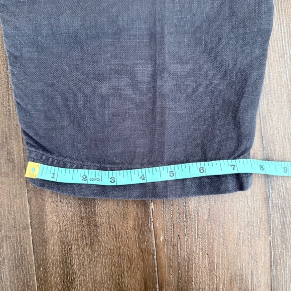 Poetry Trousers Linen Cropped Tapered Women’s 10 Lagenlook Charcoal Beach Costal - Picture 8 of 10